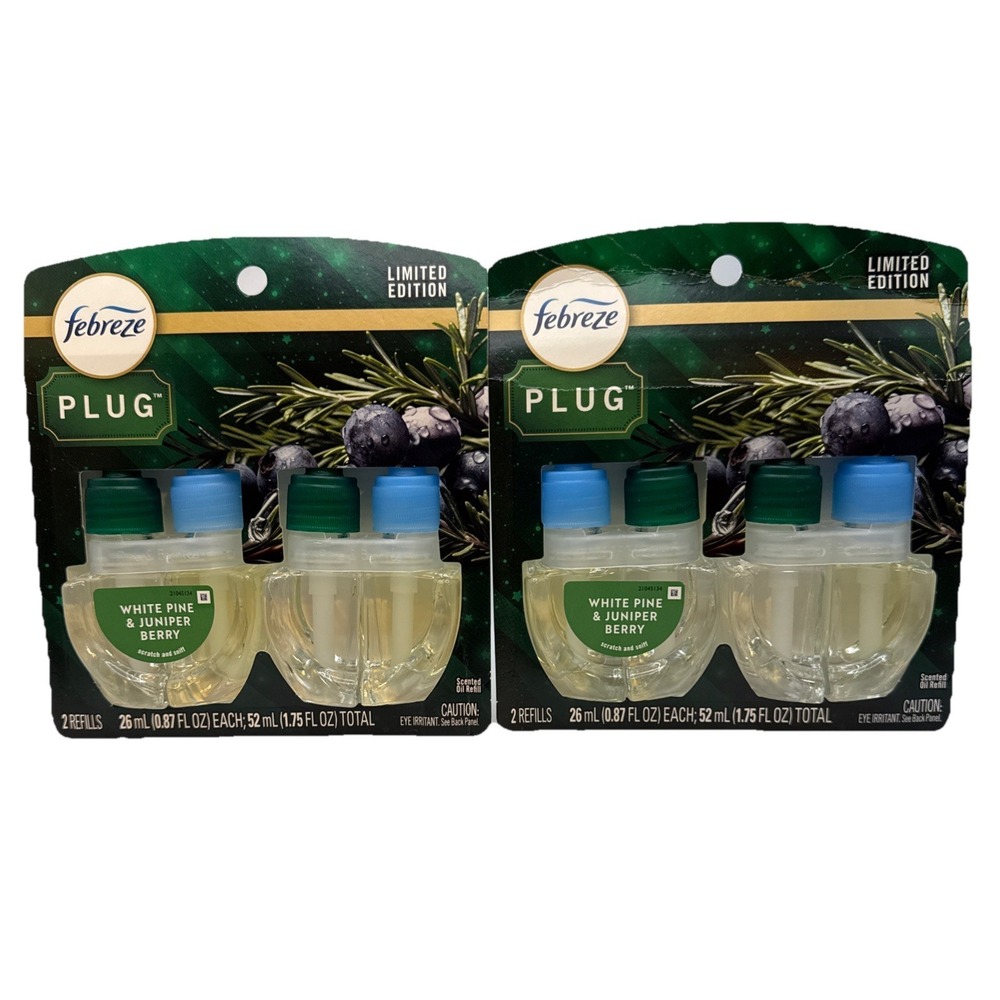 Febreze PLUG Refill White Pine & Juniper Berry -   2- 4‎ Pack - Limited Edition